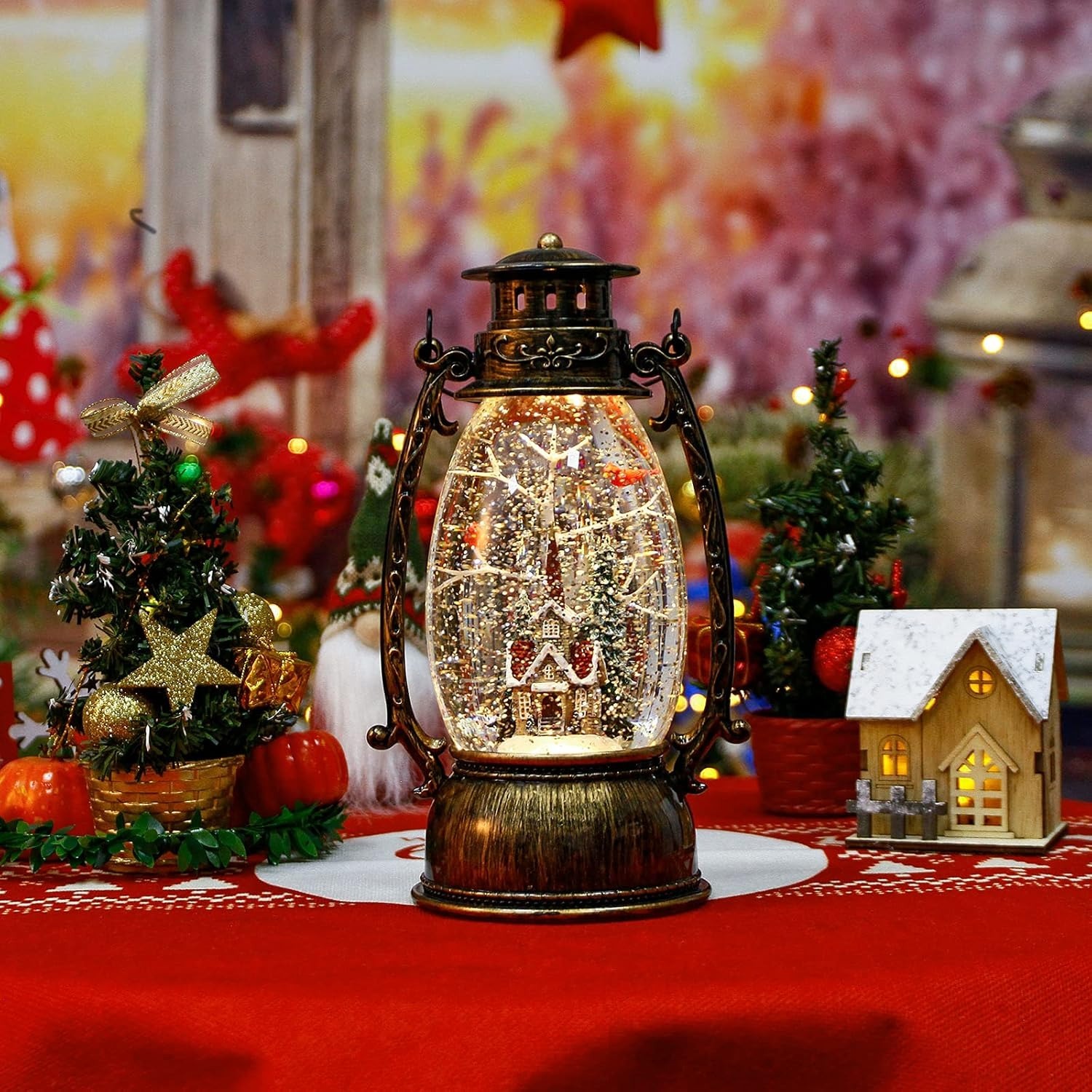 Christmas Village Church Scene Lighted Snow Globes Musical