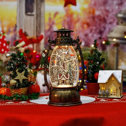 Christmas Village Church Scene Lighted Snow Globes Musical