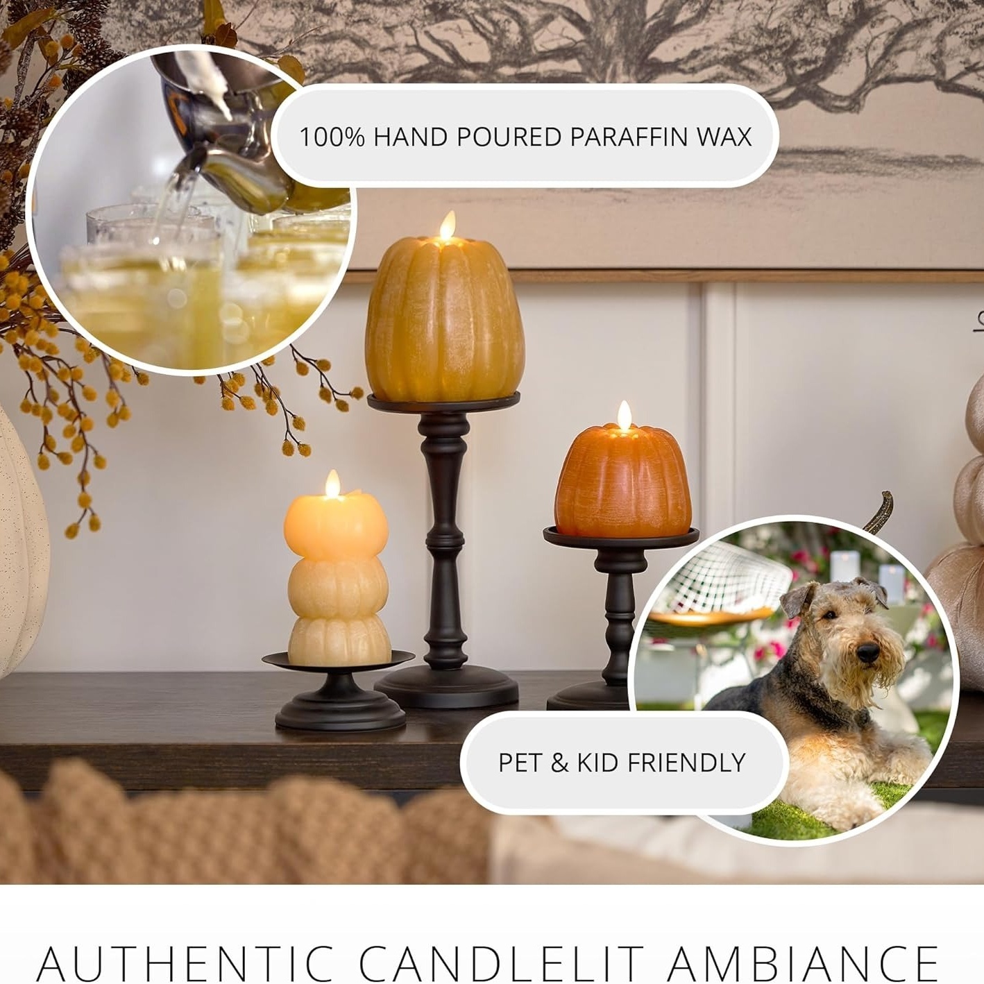 Pumpkin Figural Flameless Flickering Moving Flame LED Candle