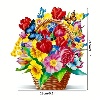 Pop-Up 3D Butterfly Flower Basket Card Exclusive Series