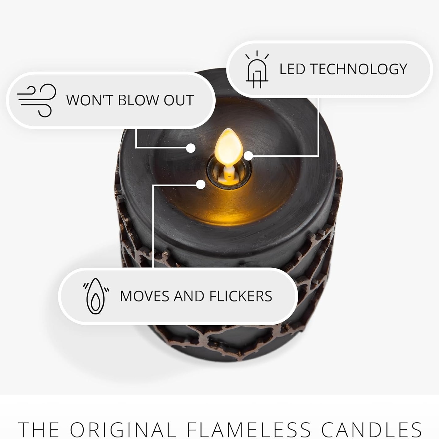 Embossed Fretwork Pillar Flameless LED Candle