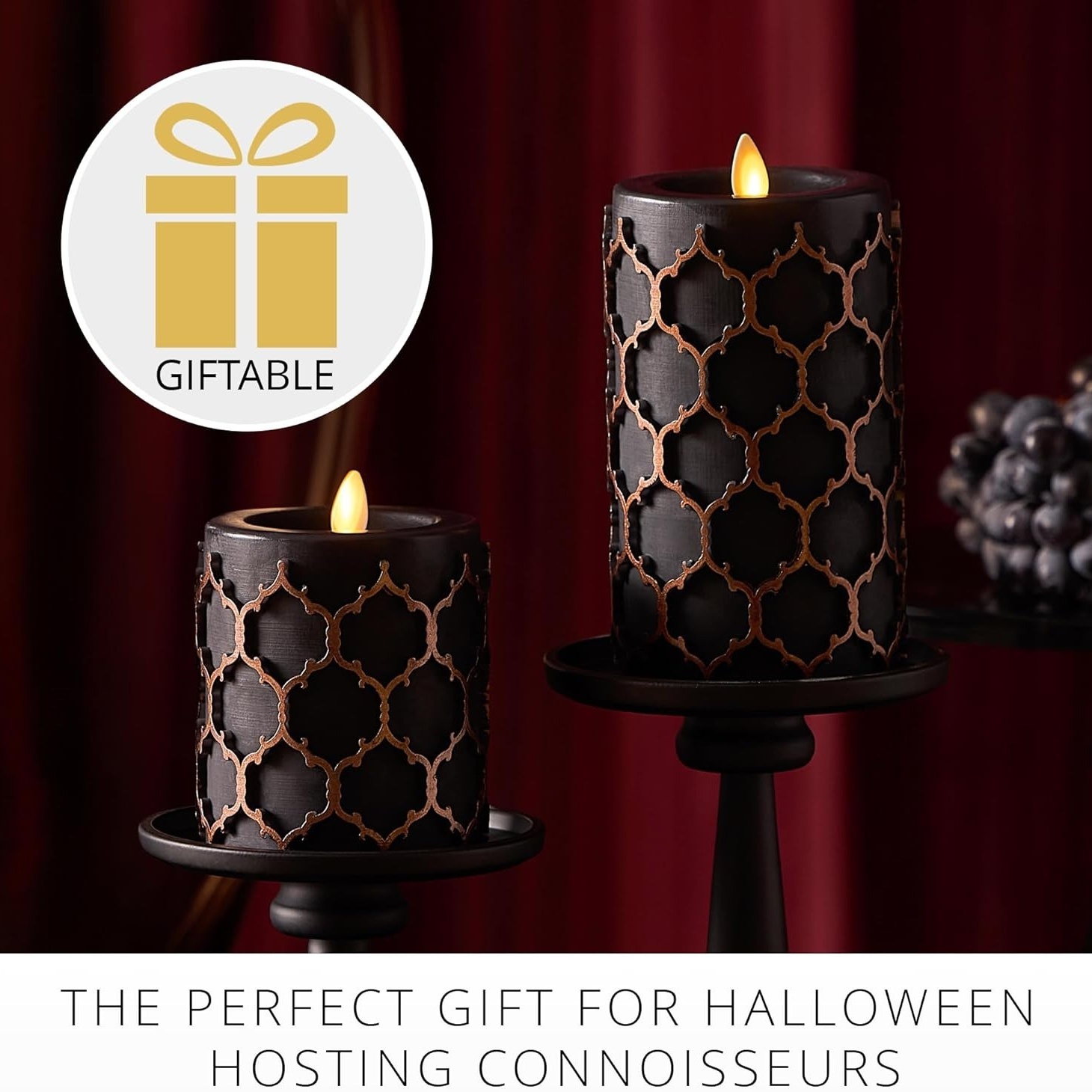 Embossed Fretwork Pillar Flameless LED Candle