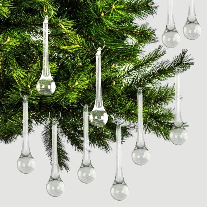 ✨2025 Christmas On Sale✨Christmas Crystal Ornaments 3 Inch Clear Teardrop Chandelier Decor