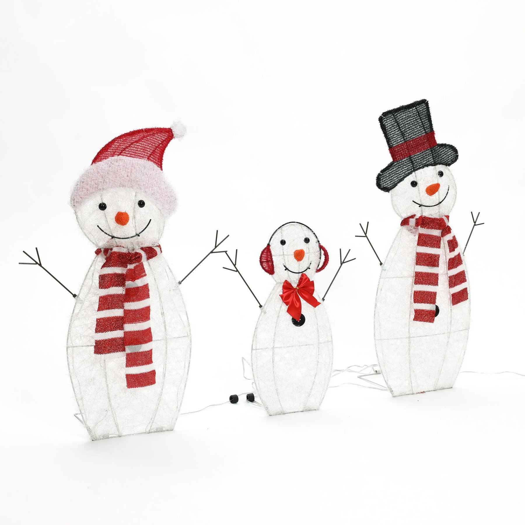 Snowman family trio christmas lighting decoration for indoor and outdoor