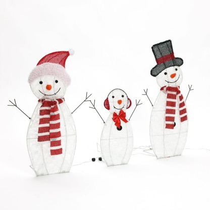 Snowman family trio christmas lighting decoration for indoor and outdoor