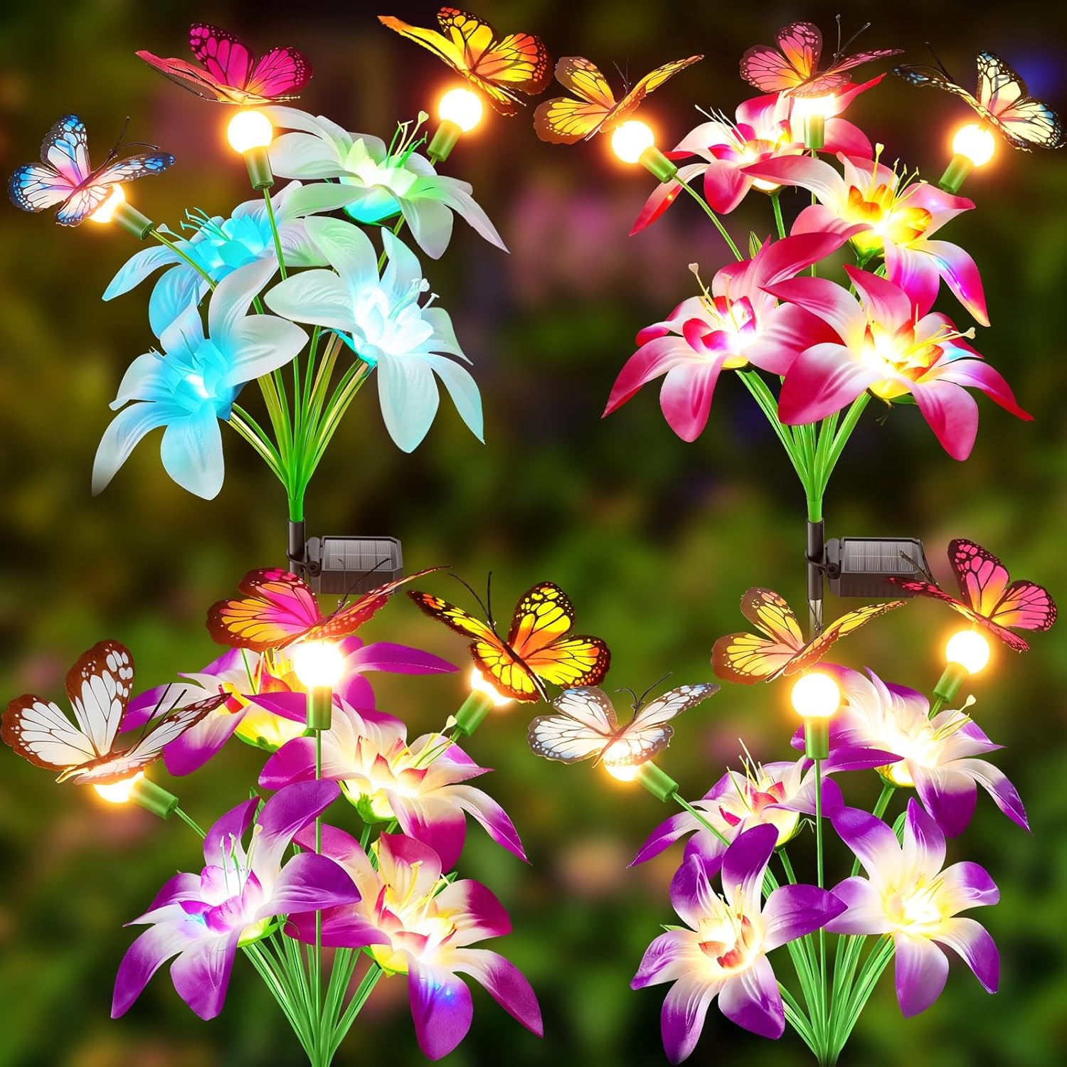 Solar Lights Color Changing Lilies and Butterflies
