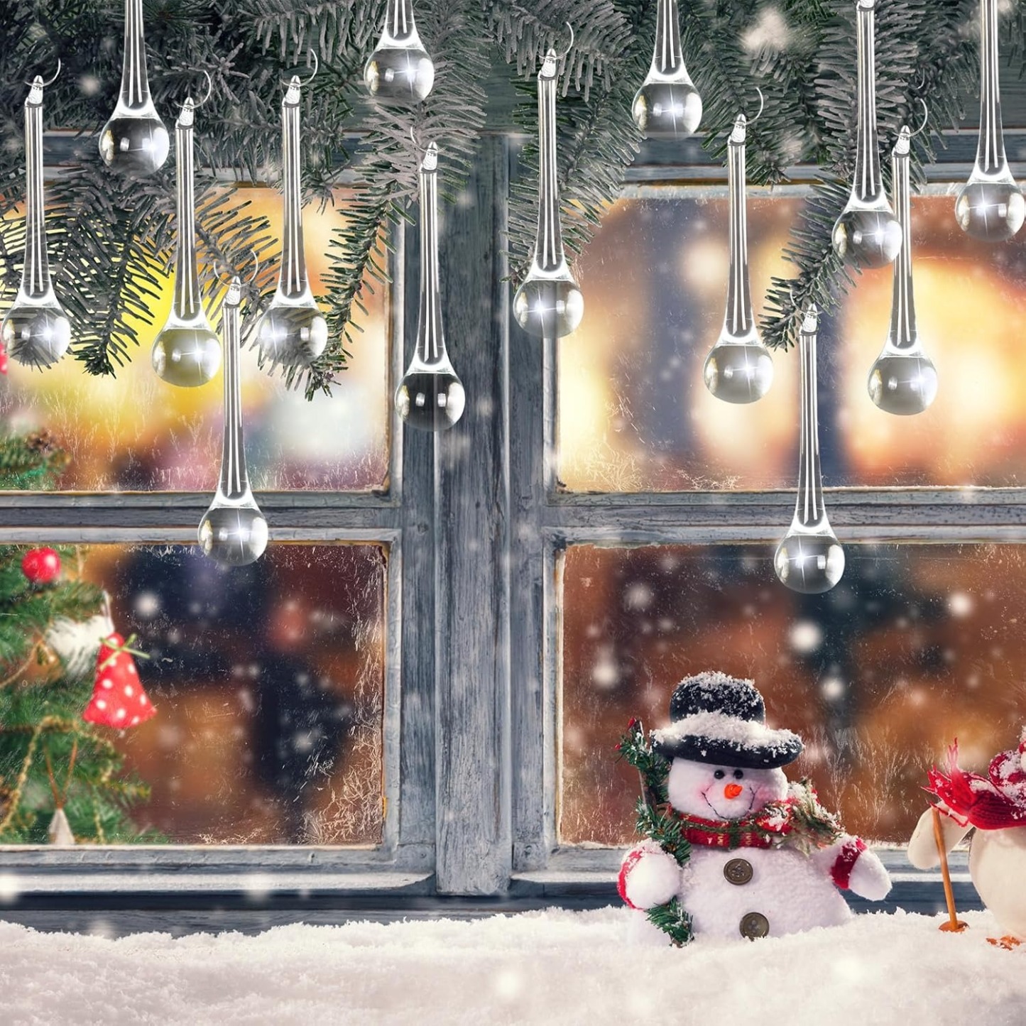 ✨2025 Christmas On Sale✨Christmas Crystal Ornaments 3 Inch Clear Teardrop Chandelier Decor