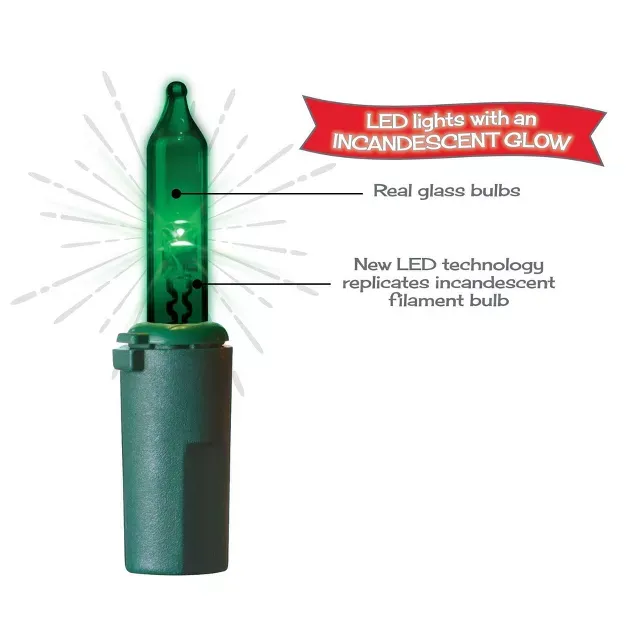 🎄Early Christmas Sale🎄Stay-lit Incandescent Look Indoor Outdoor Miniature String Light with Green Wire