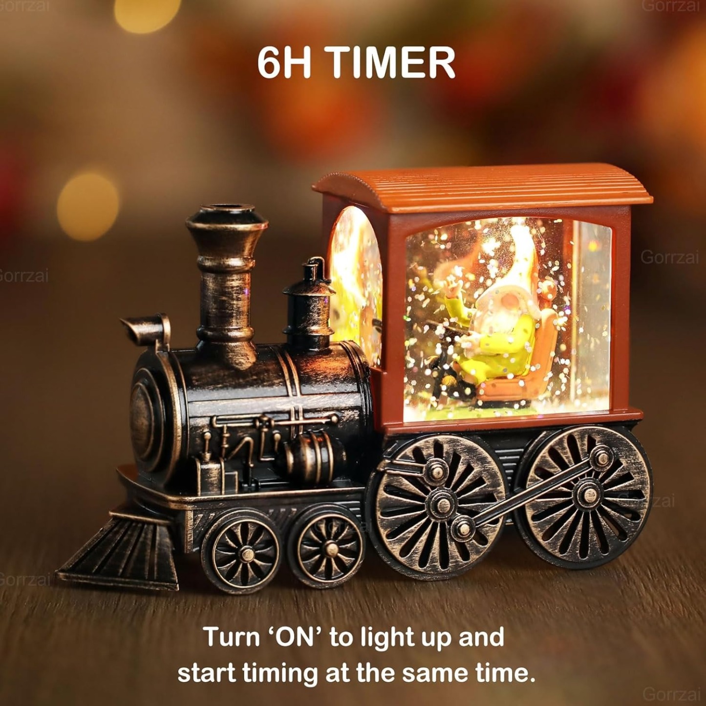 Lighted Fall Decor Swirling Glitter Snow Globe Lantern with Timer