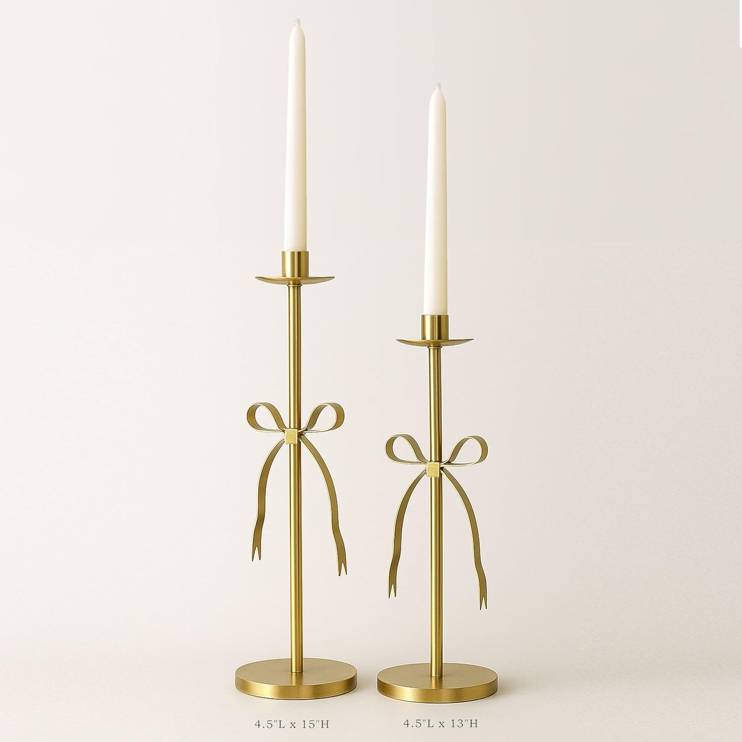 Metal Bow Tall Candle Sticks Holder Decor