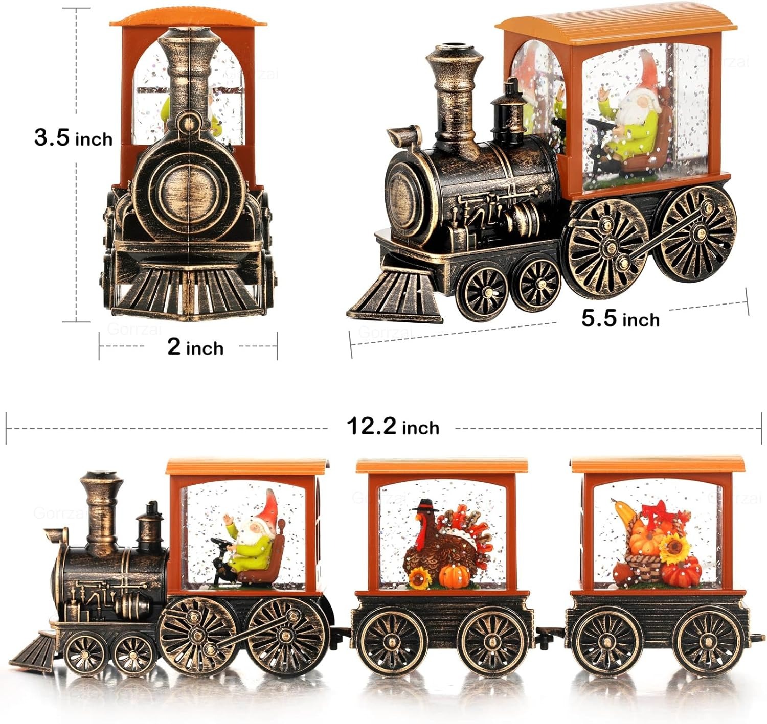 Lighted Fall Decor Swirling Glitter Snow Globe Lantern with Timer