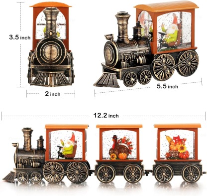 Lighted Fall Decor Swirling Glitter Snow Globe Lantern with Timer