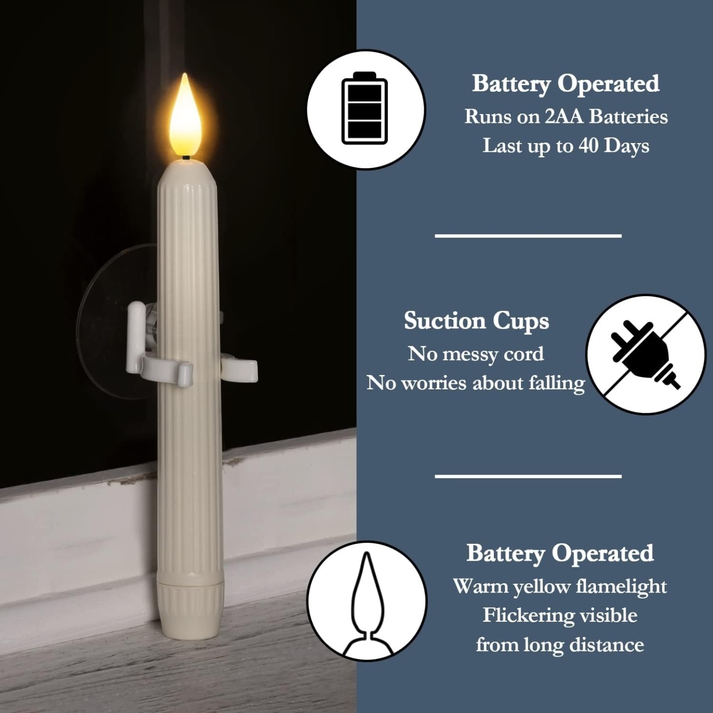 Flameless Led Taper Window Candles with Sensor Dusk to Dawn