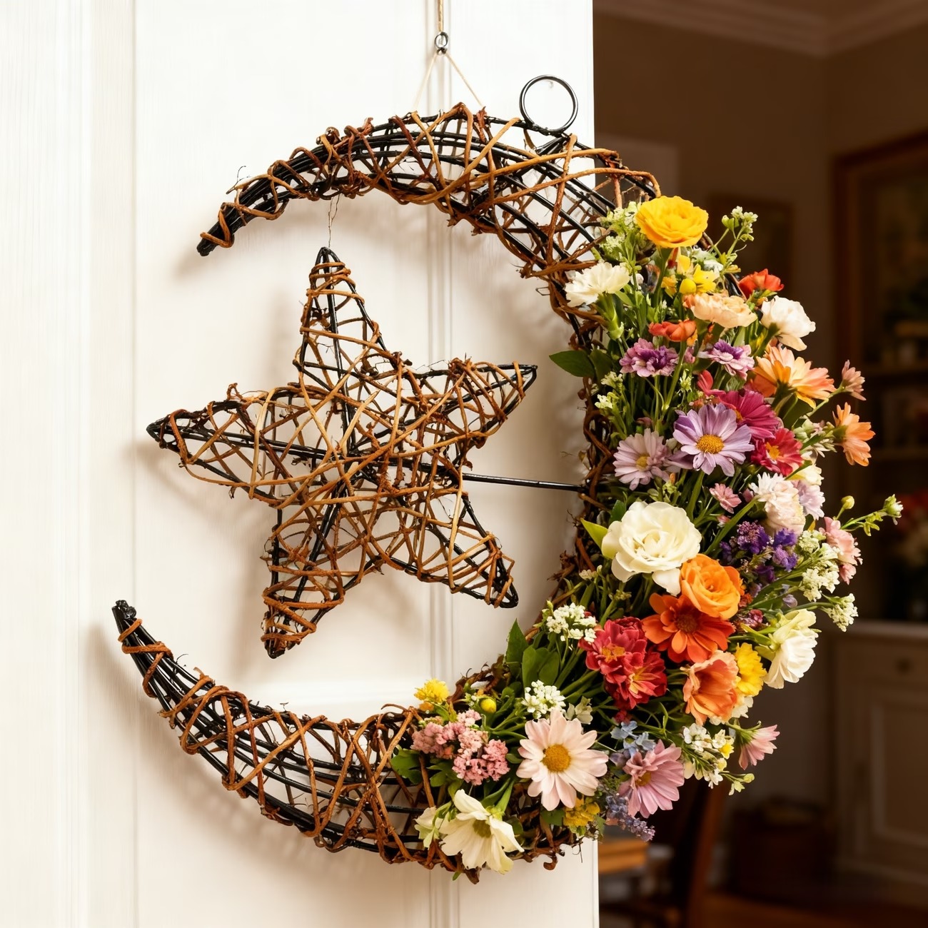 Purely Handmade Rattan Ramadan DIY Crescent Moon Pendant