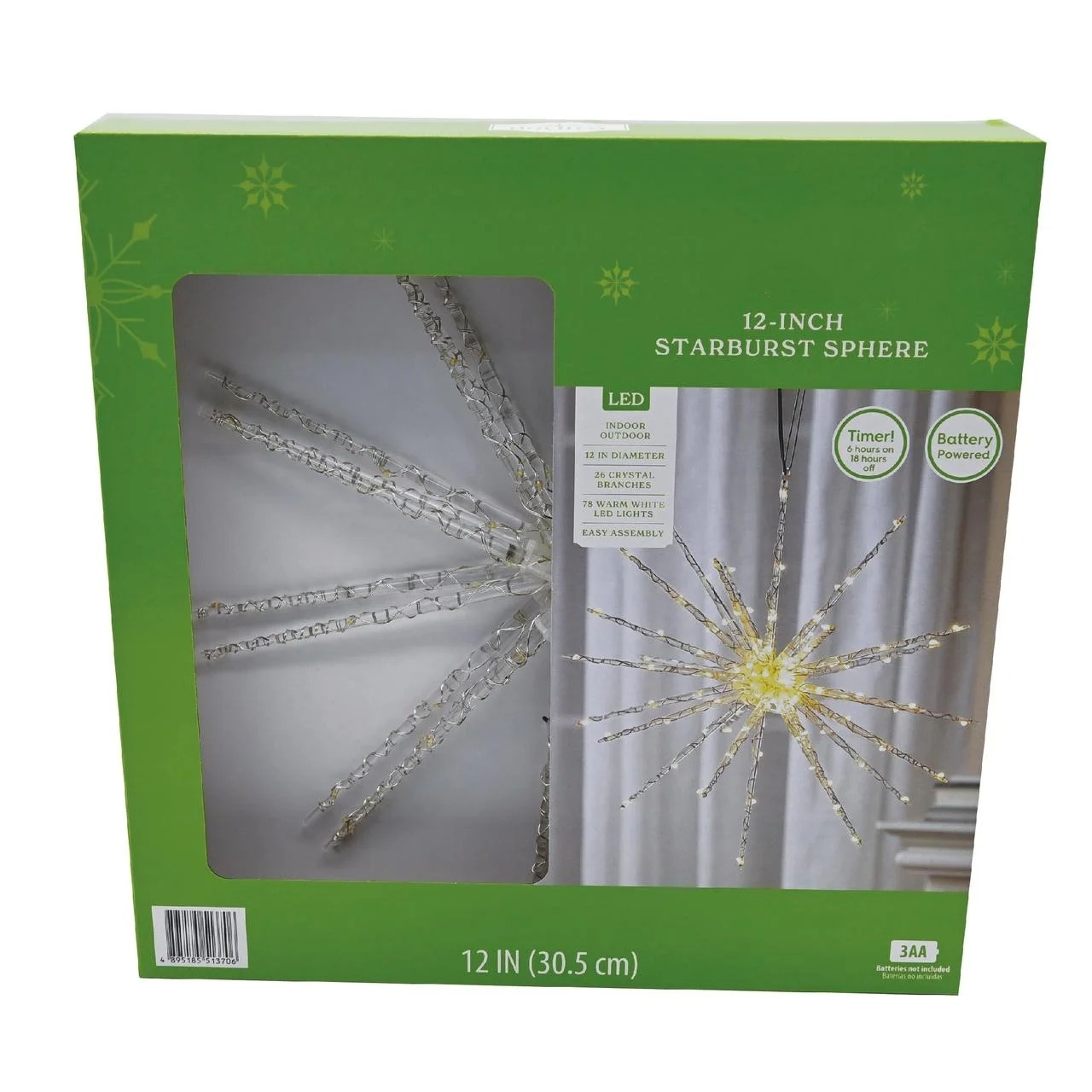 🔥ON SALE🔥Light-Up Starburst Sphere with 78 LED Lights 12"
