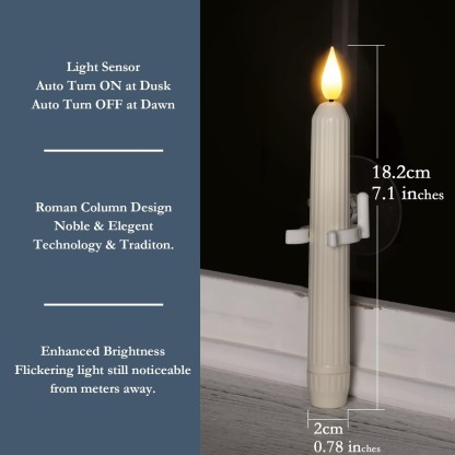 Flameless Led Taper Window Candles with Sensor Dusk to Dawn