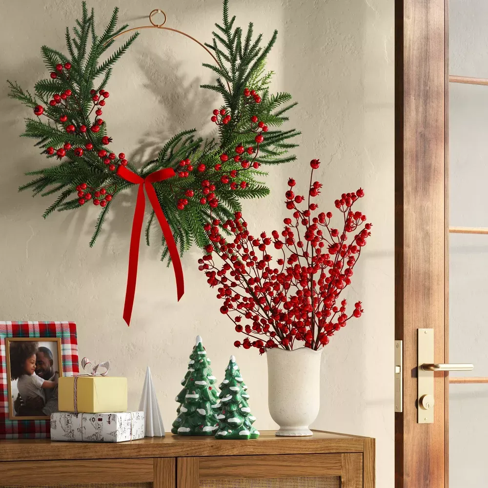 12in Asymmetrical Mixed Christmas Wreath