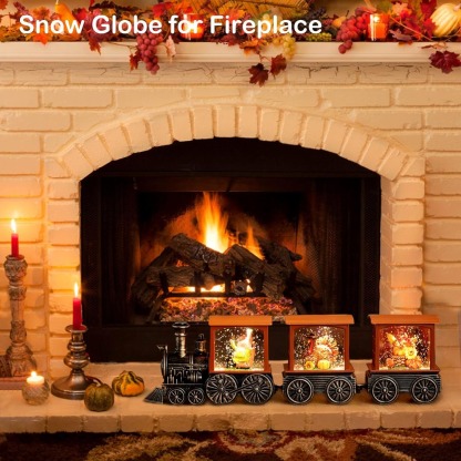 Lighted Fall Decor Swirling Glitter Snow Globe Lantern with Timer