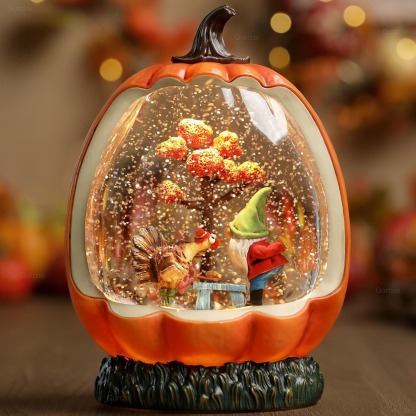 Fall Snow Globe Pumpkin Gnome Snow Globe with Turkey