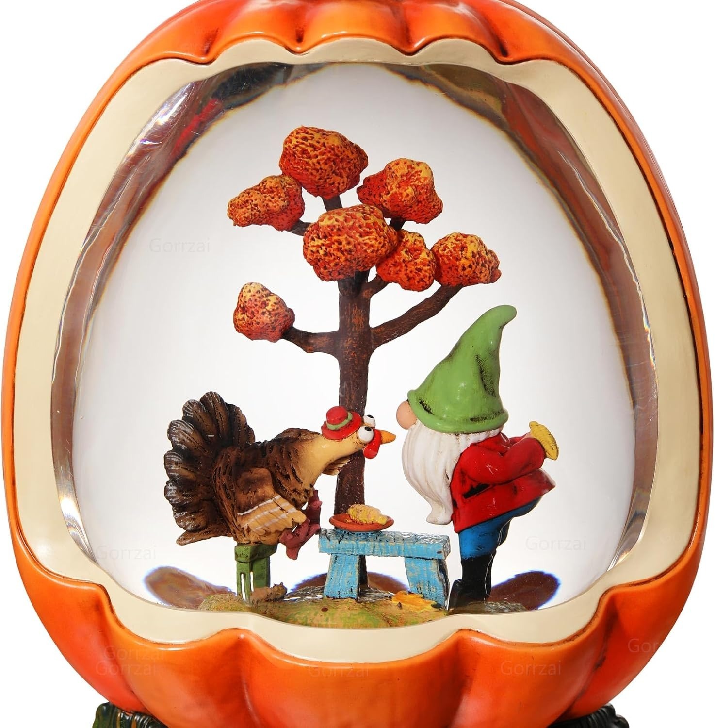Fall Snow Globe Pumpkin Gnome Snow Globe with Turkey