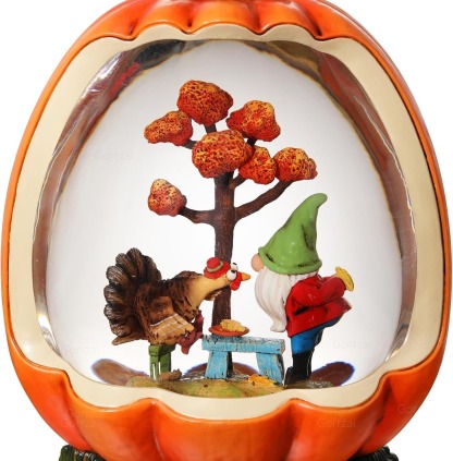 Fall Snow Globe Pumpkin Gnome Snow Globe with Turkey