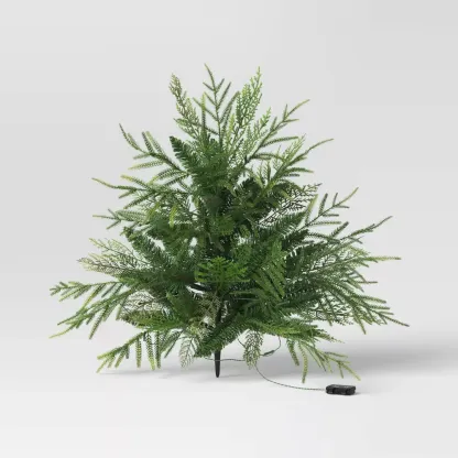 Pre-Lit Christmas Mixed Artificial Flocked Greenery with Ground Stake