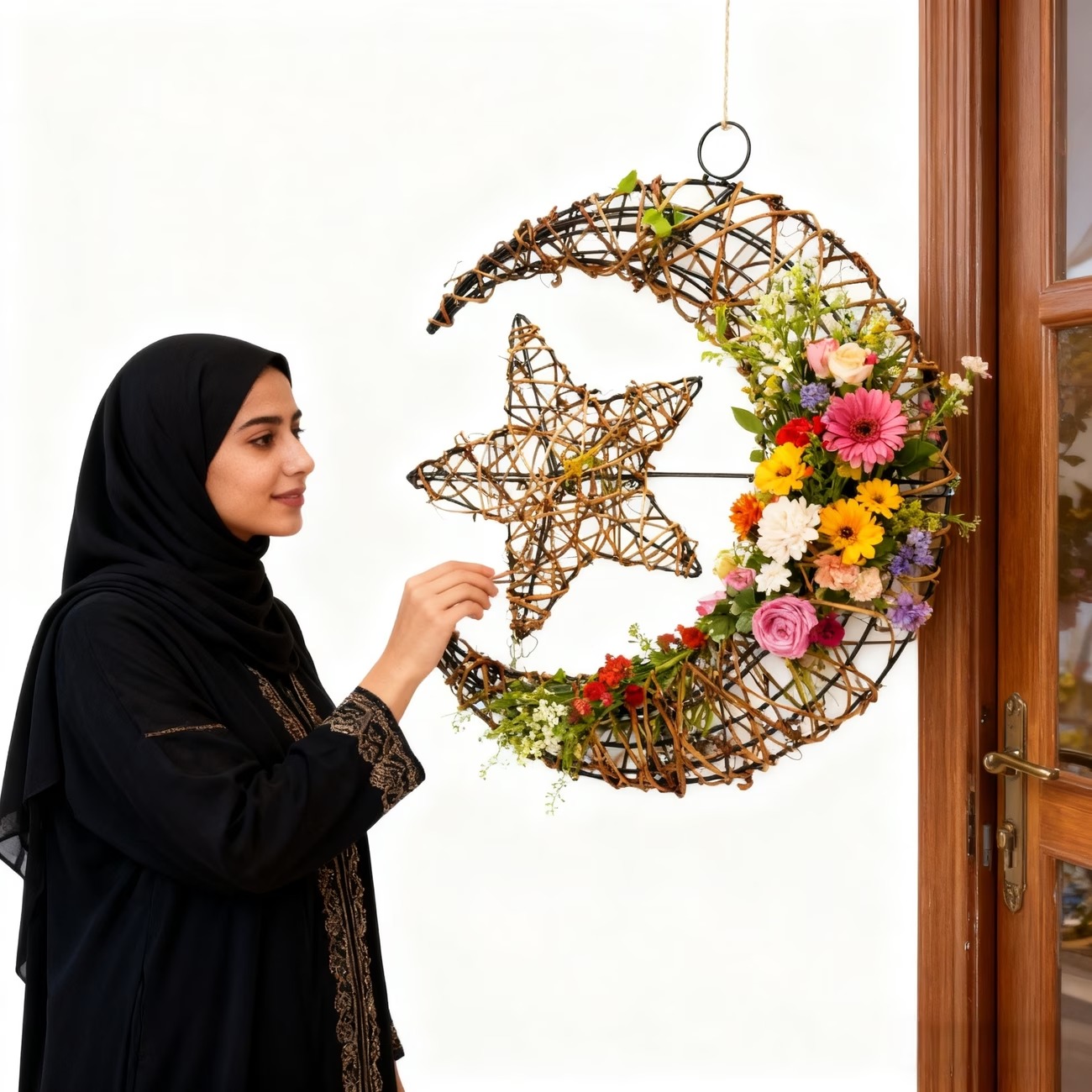 Purely Handmade Rattan Ramadan DIY Crescent Moon Pendant