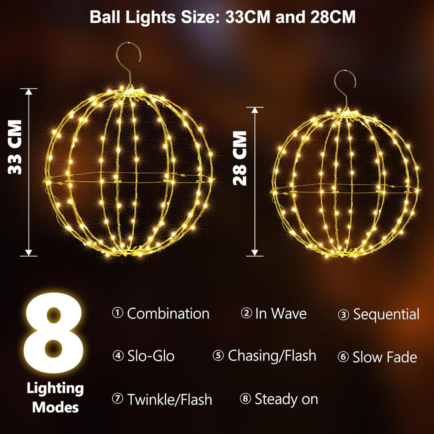 Christmas Fairy Ball Lights Durable, Waterproof, Long-lasting, Lightweight Bright