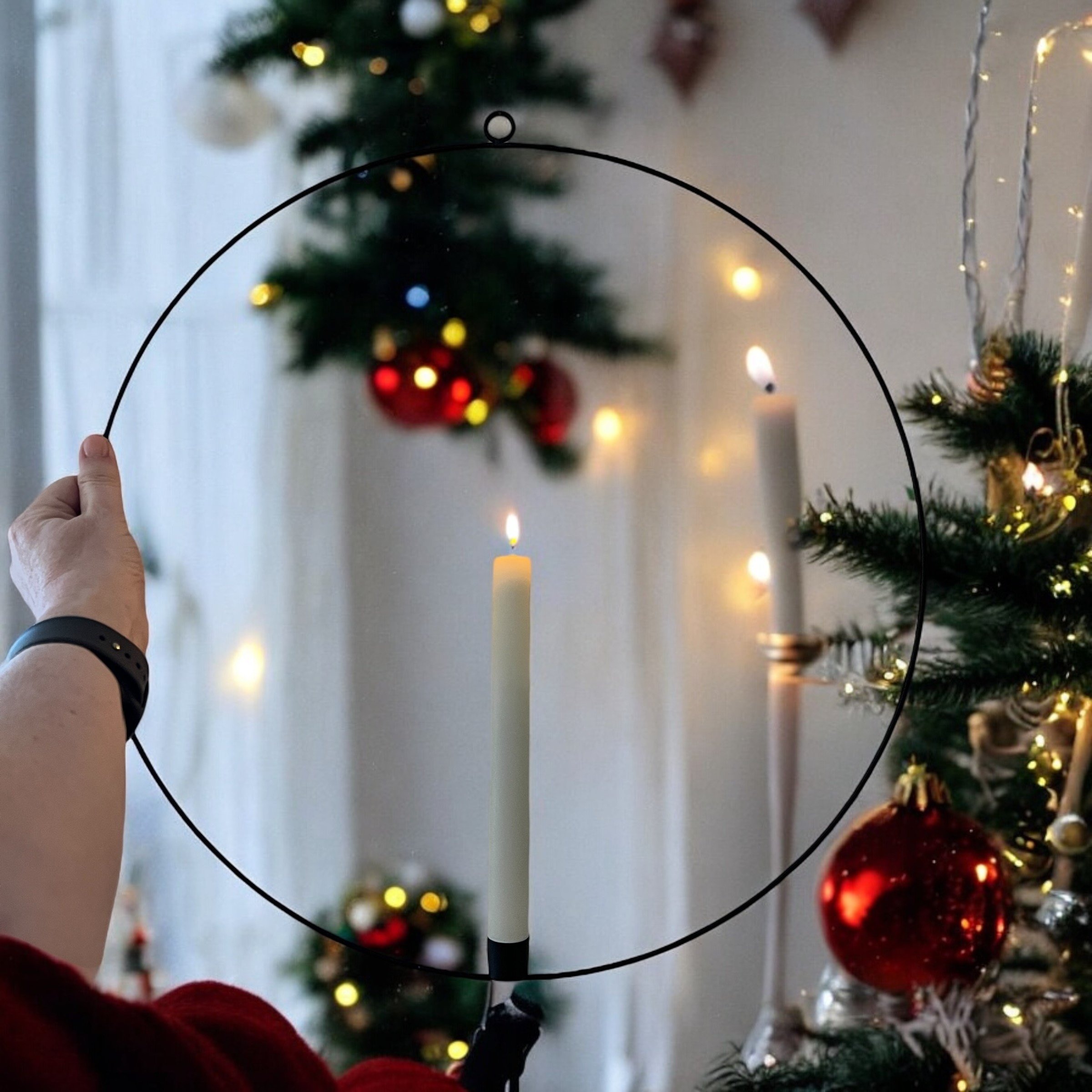 Floating Metal Candle Ring with LED Candle