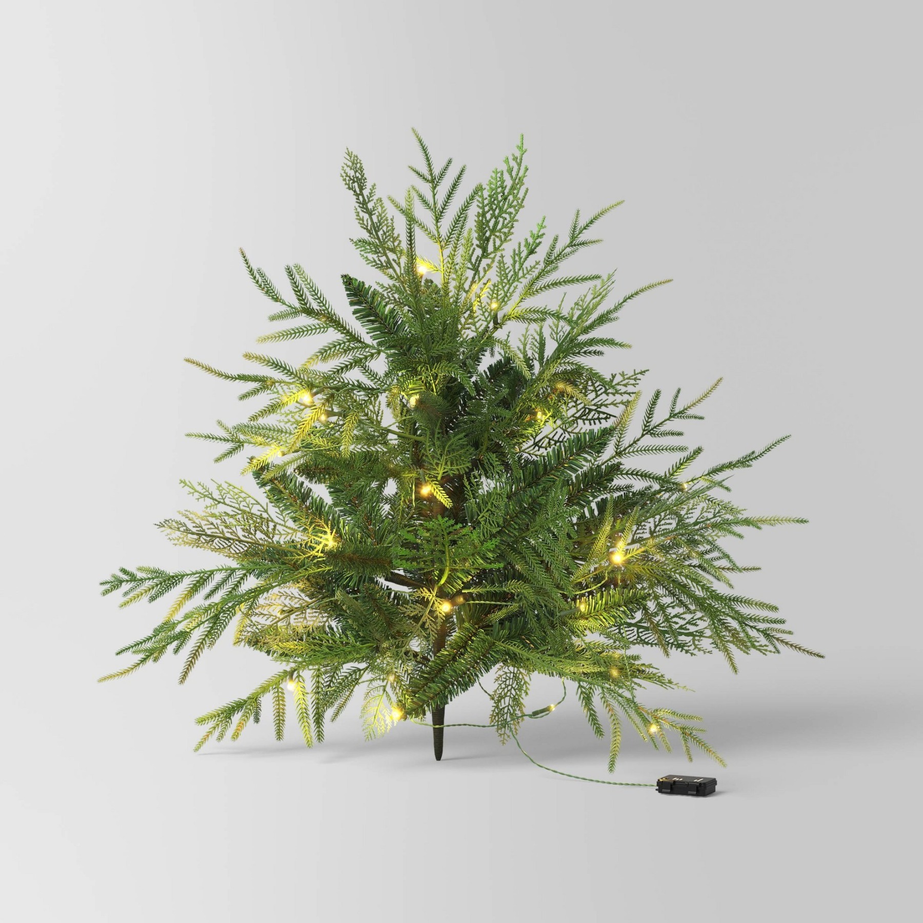 Pre-Lit Christmas Mixed Artificial Flocked Greenery with Ground Stake