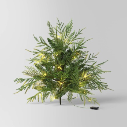 Pre-Lit Christmas Mixed Artificial Flocked Greenery with Ground Stake