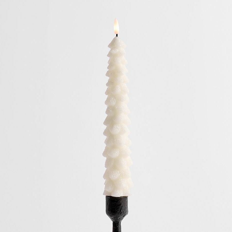 Frost-covered Flameless Tree Taper Candle