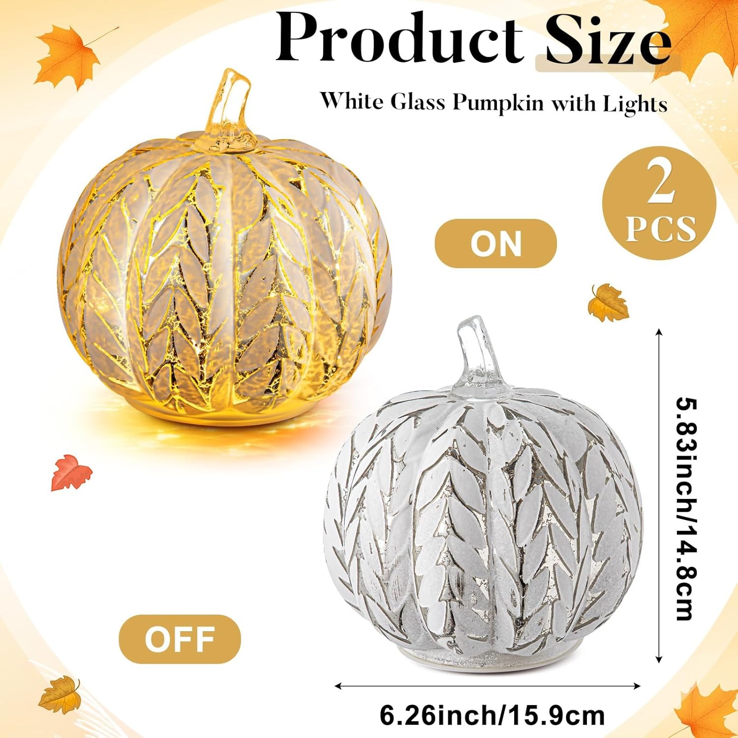 Mercury Glass Light up Pumpkin Decor with Timer