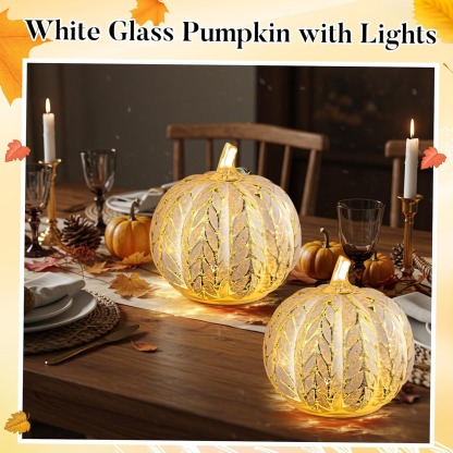 Mercury Glass Light up Pumpkin Decor with Timer