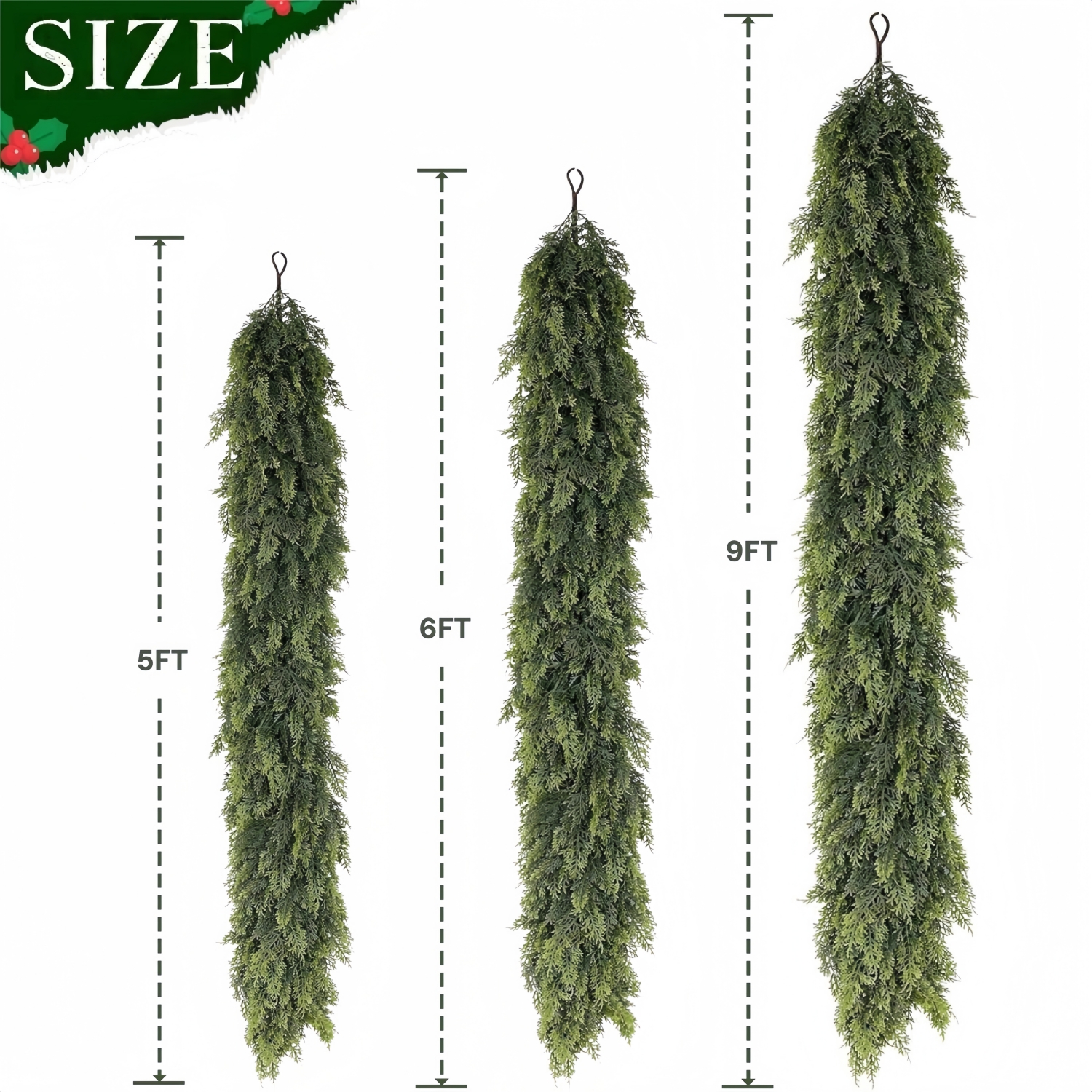⛄ 2025 Christmas Artificial Real Touch Cedar Garland 🎄（5ft / 6ft / 9ft）