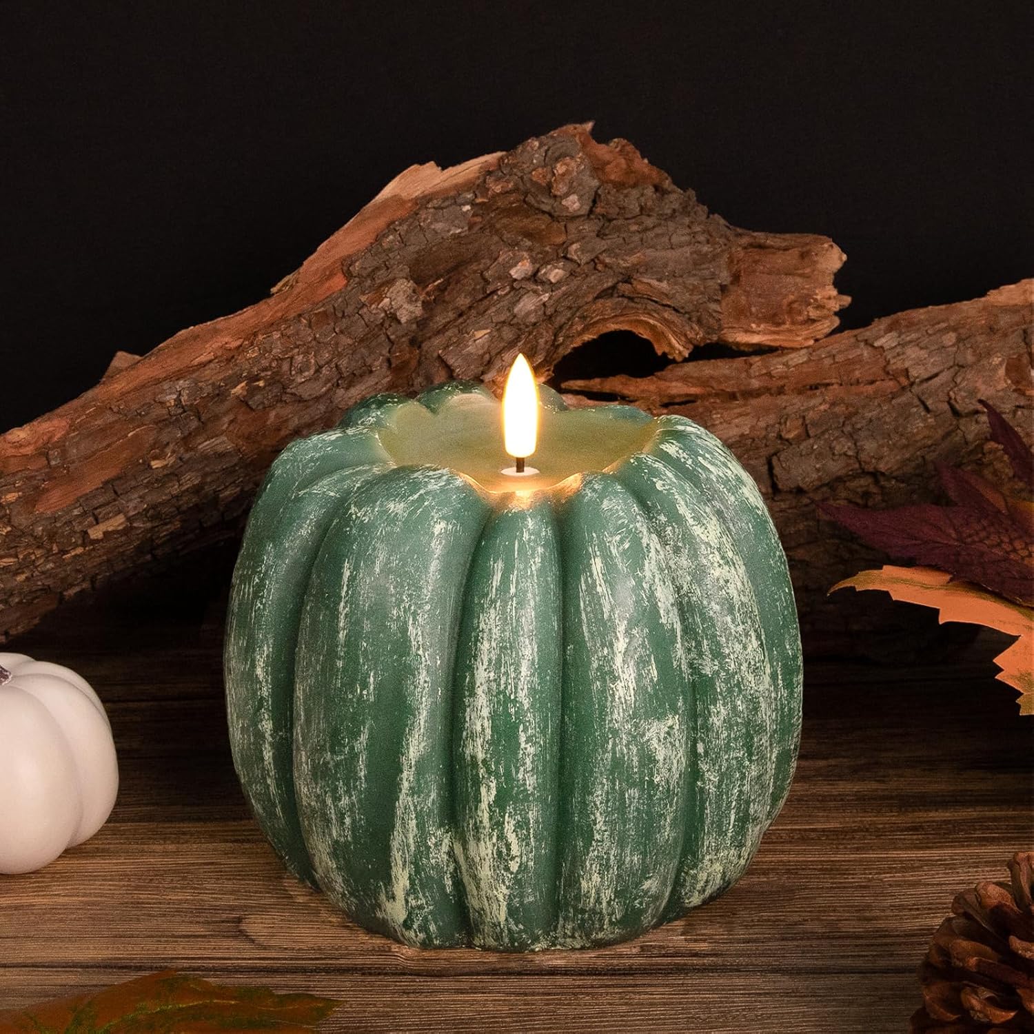 Flickering Flameless Wax Pumpkin LED Candle with Timer Remote Control - Thanksgiving Gifts