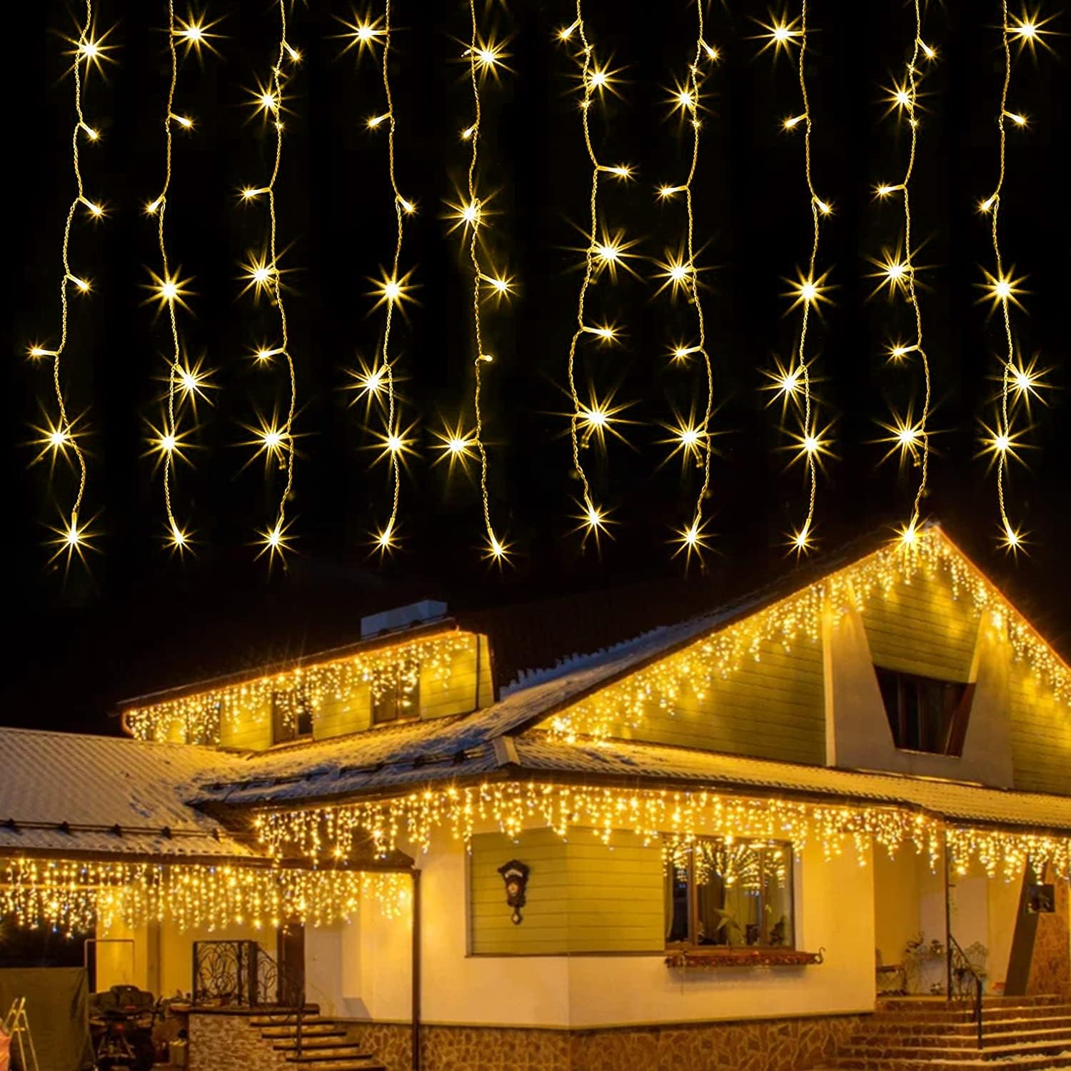 Outdoor Curtain String Lights with 8 Shining Modes