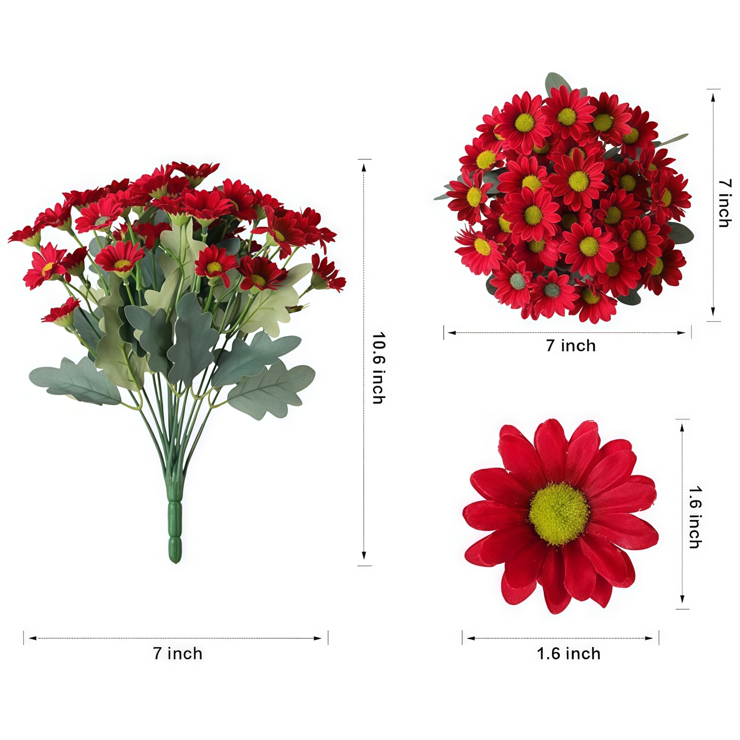 Artificial Mums Flowers for Outdoors Fall Autumn Decoration - UV resistant, Waterproof, Windproof