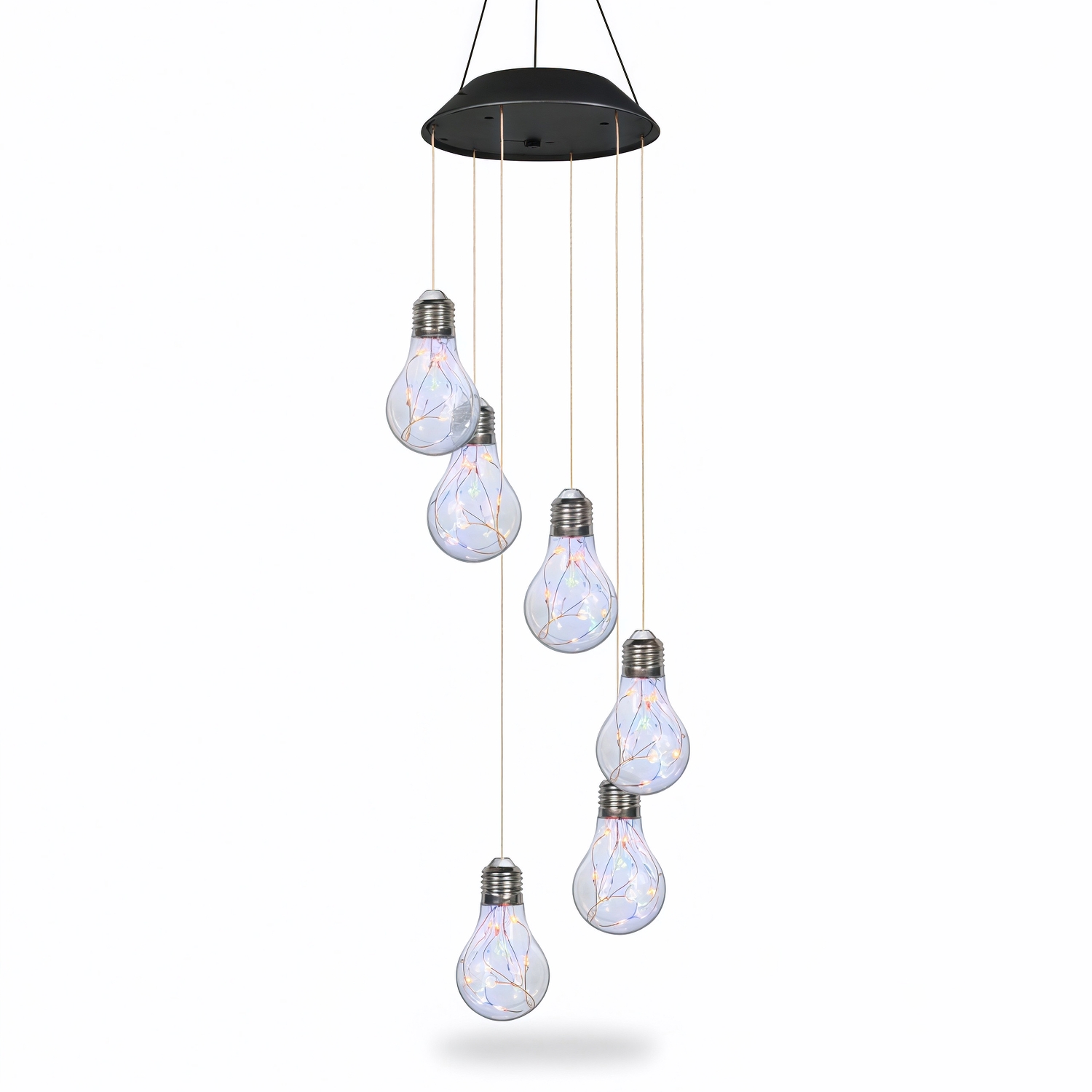 Solar-Powered Colorful LED Light Bulb Wind Chimes