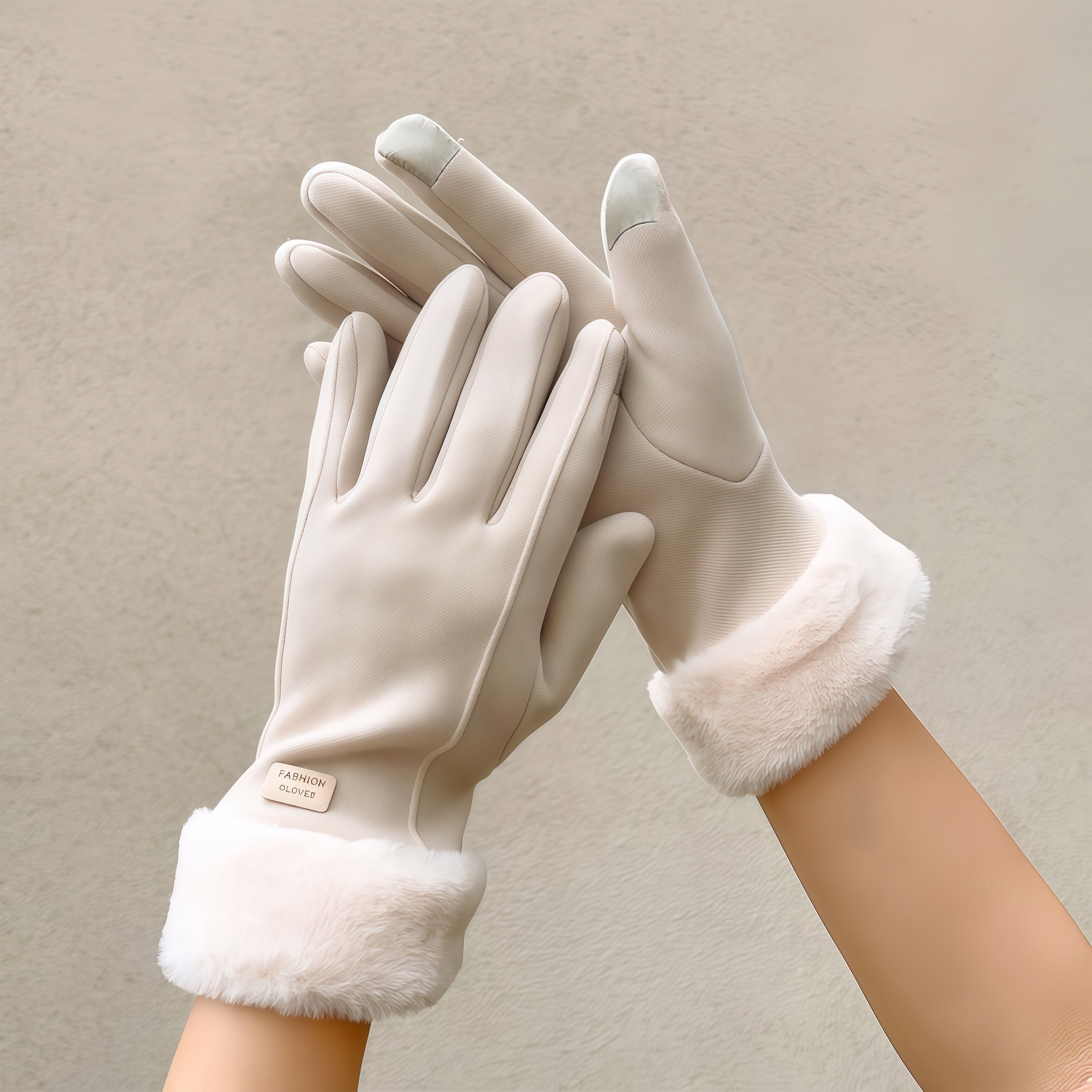 Winter Thickened Plush Leather Gloves – Women’s Warm Touchscreen Mittens