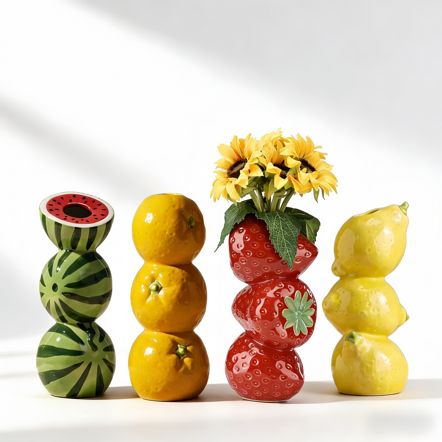 Handcrafted Stacked Fruit Ceramic Vase