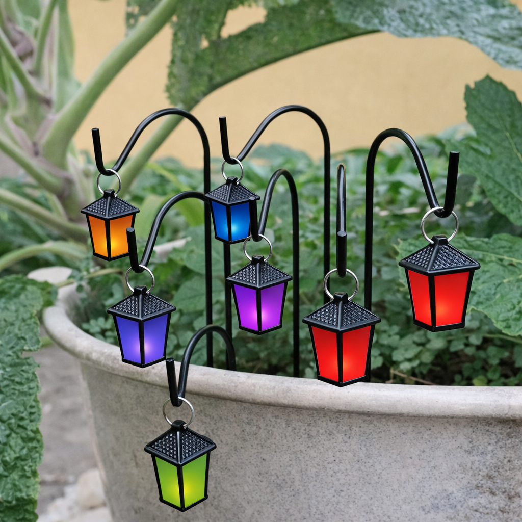 Set of 7 Colorful Mini Lantern Stakes