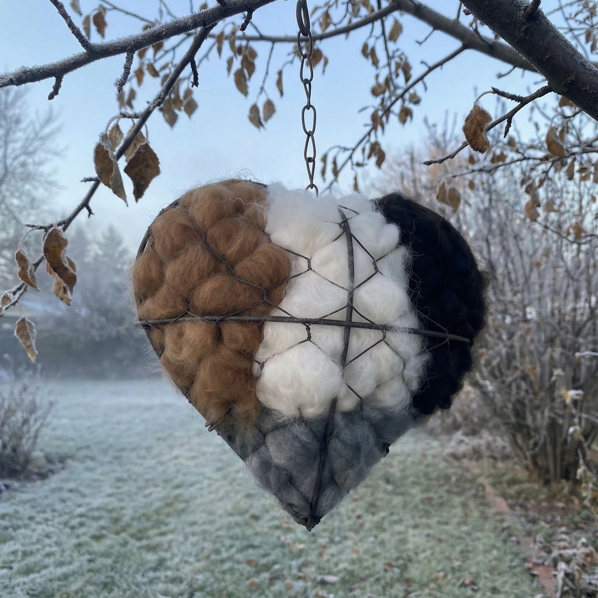 Handmade Alpaca Fiber Bird Nesting Heart
