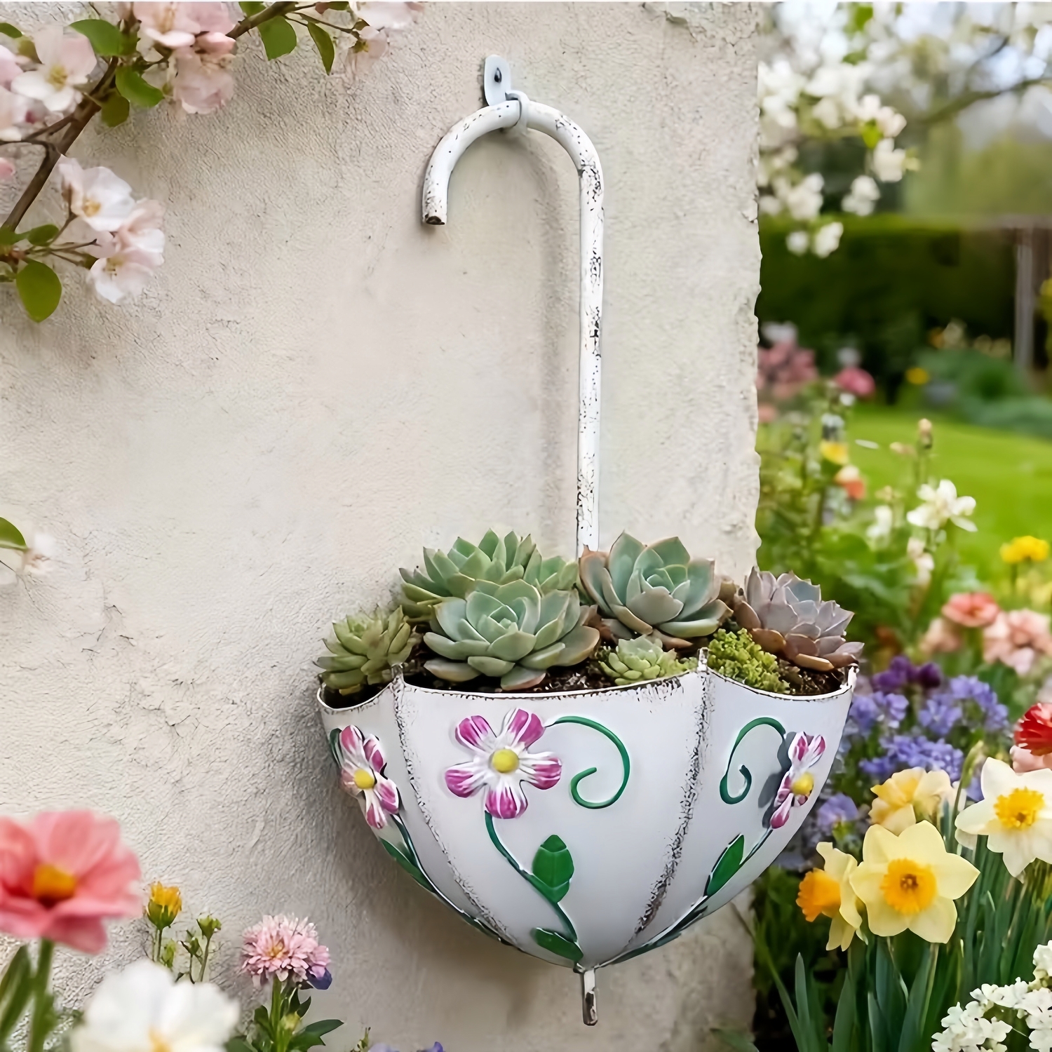 Farmhouse Metal Wall-Mounted Umbrella Planter
