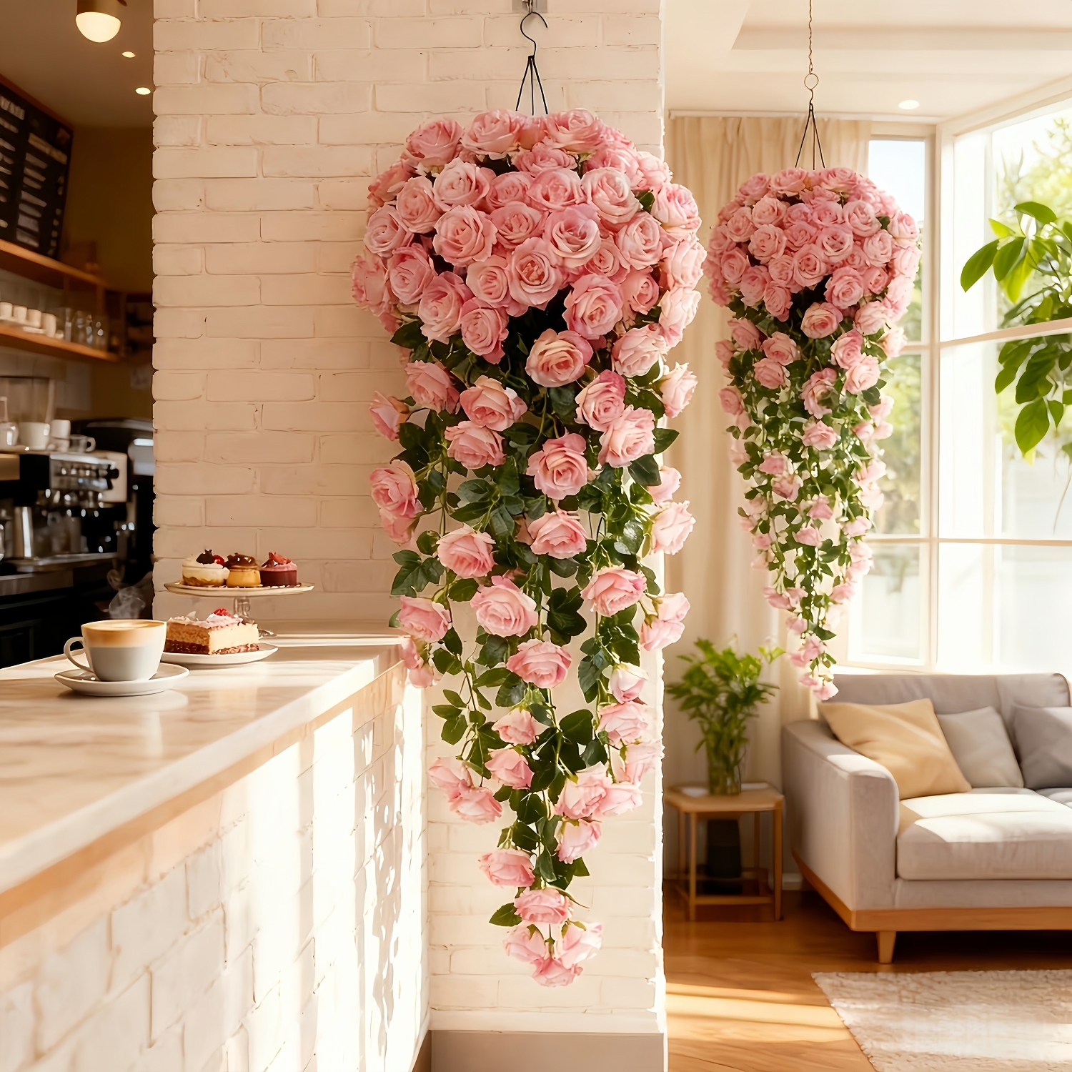 Large Realistic Artificial Rose Hanging Vine Bouquet