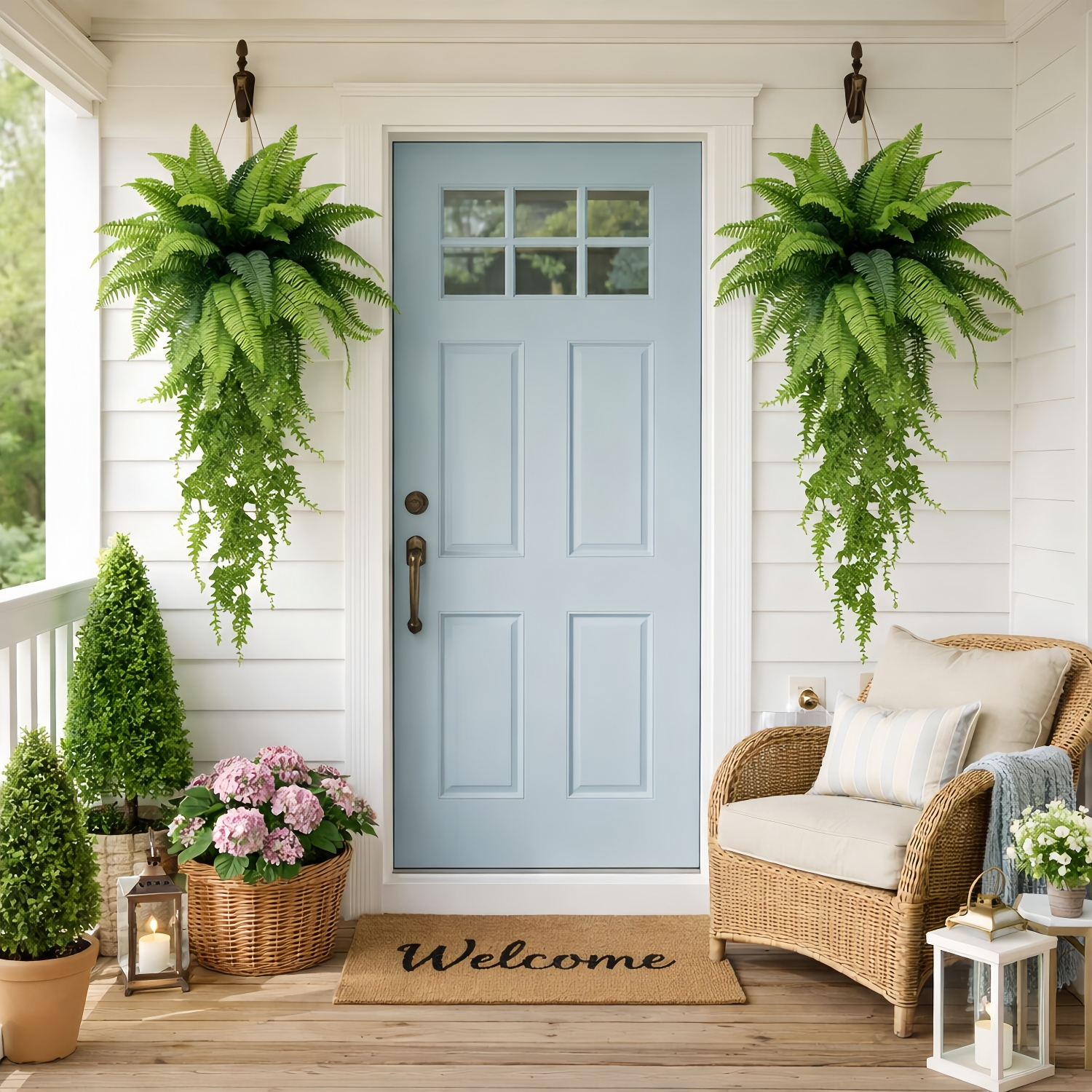 Large Artificial Boston Fern Hanging Plants