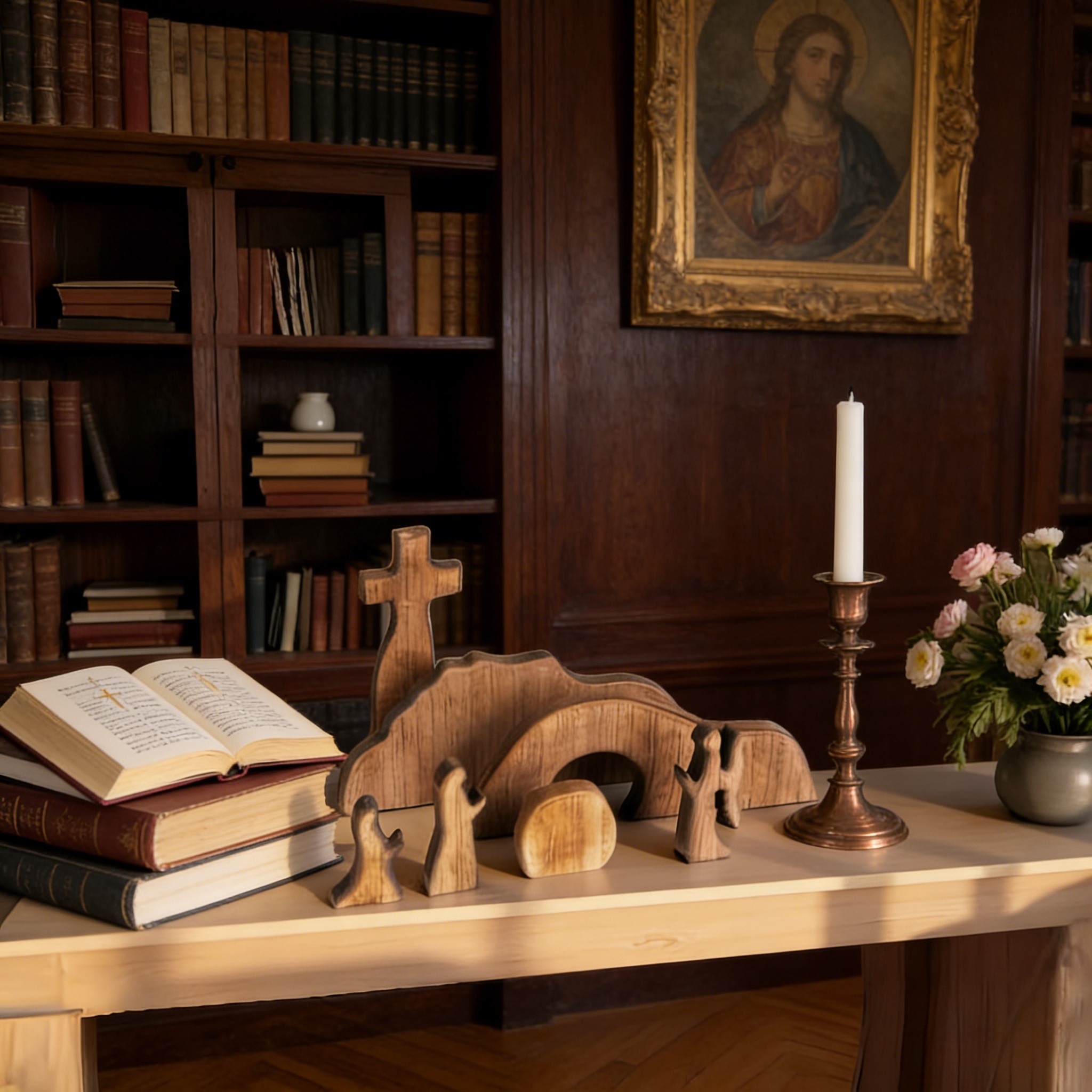 "He Is Risen" 7-Piece Wooden Resurrection Scene Set