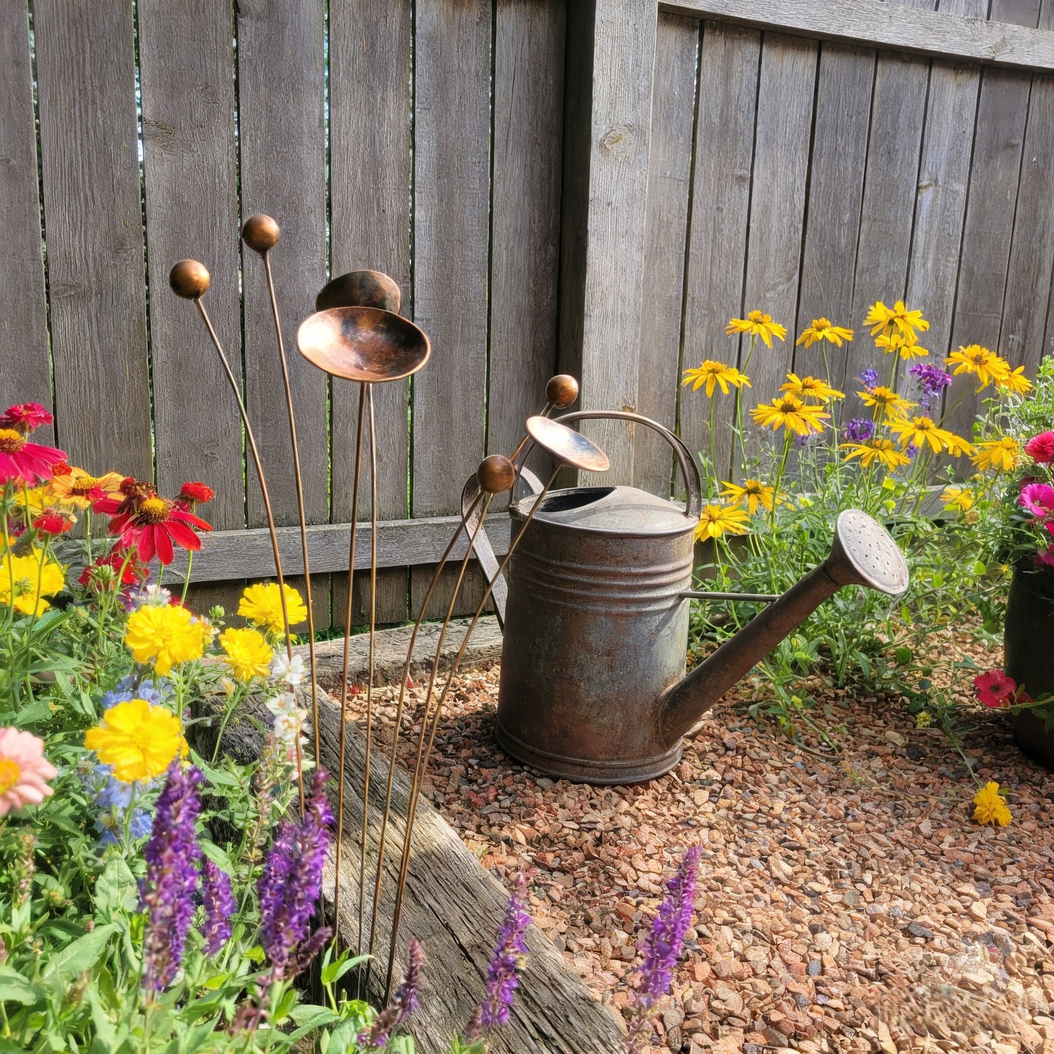 Artisan Copper Bloom Garden Stake Sculpture