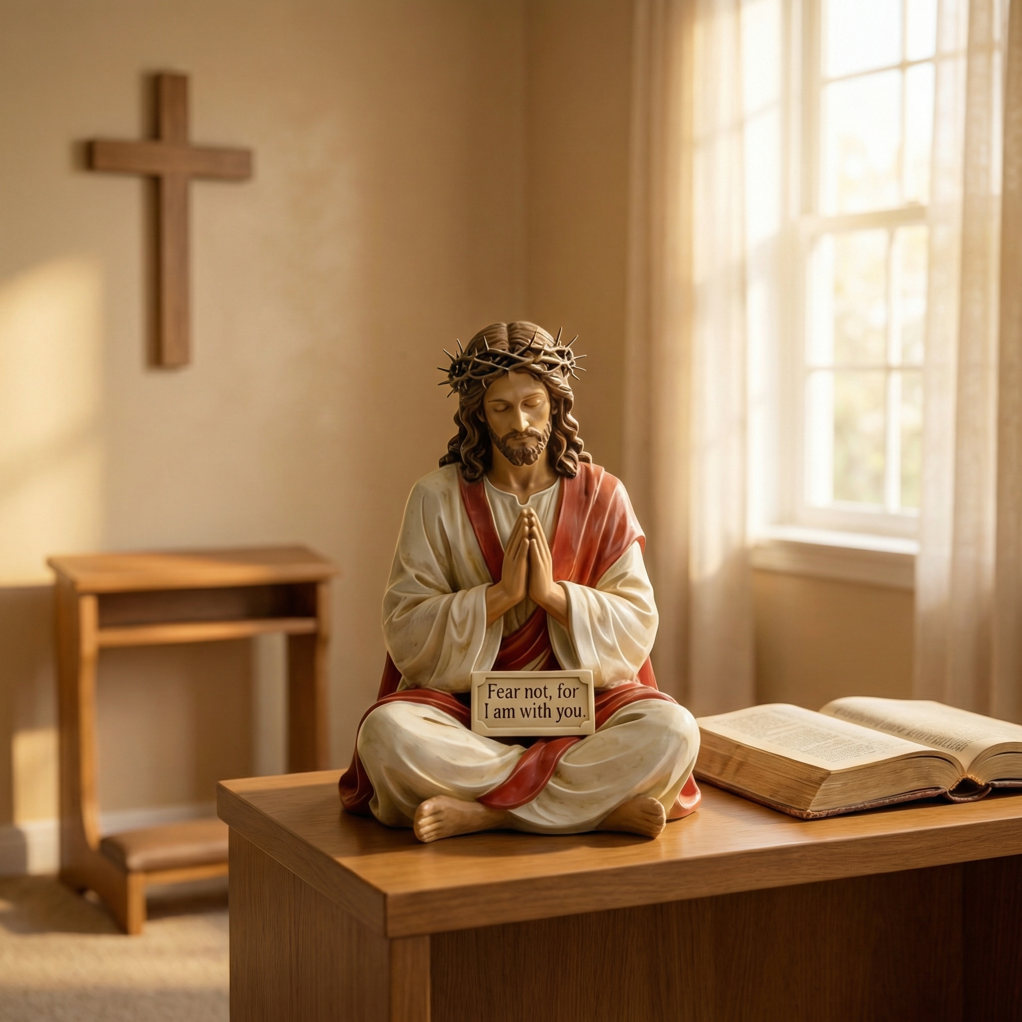 Hand-Painted Praying Jesus & Virgin Mary Figurines