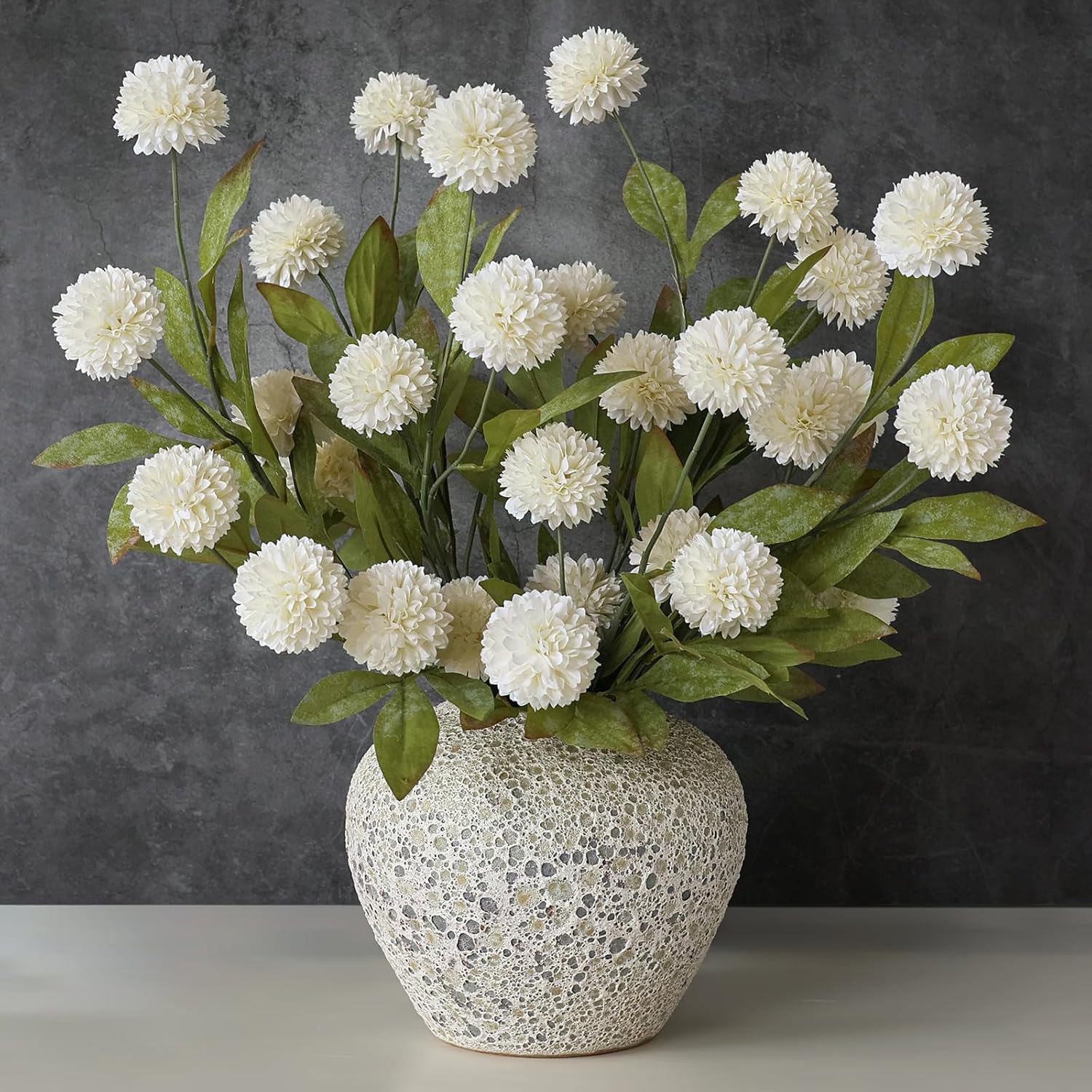 Faux Silk Pom Pom Mum Stems